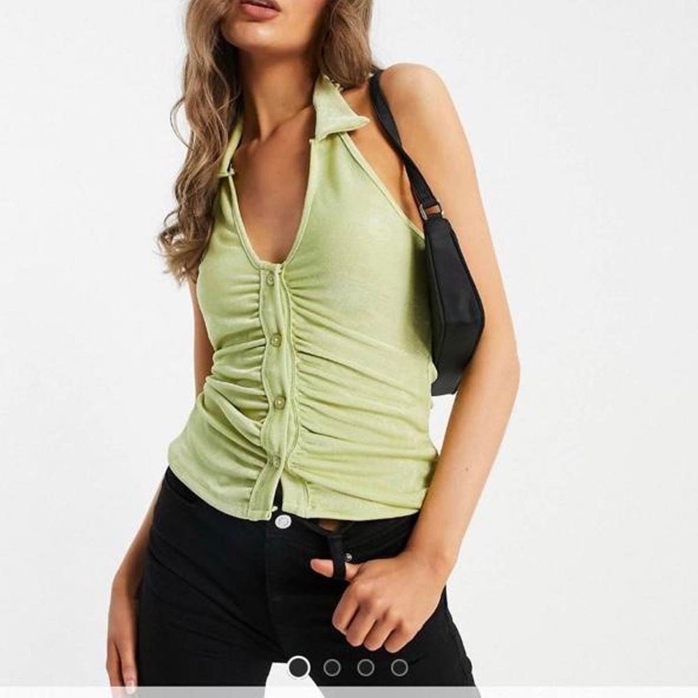 Brand new in bag and never worn halter shirt crop top in green SIZE 6 USA